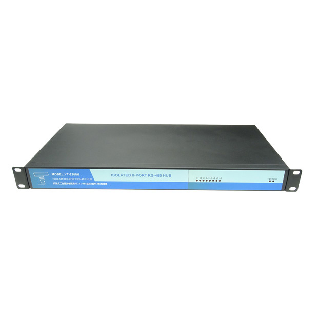 Industrial grade optical isolation 1U rack mounted 8-port RS485 hub